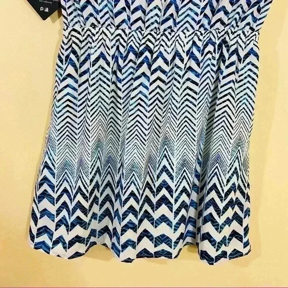 NWT BeBop Zig Zag Cinch Waist Sleeveless Quarter Button Mini Shirt Dress Size L - Picture 10 of 14